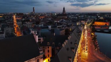 Odra Nehri, Polonya ve Avrupa 'nın güzel Wroclaw manzarası