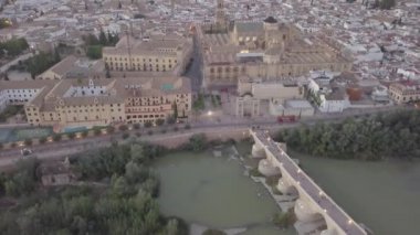 Aerial view of Cordoba with landmarks, Andalusia, Spain