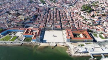 Famous square by Tagus river bank called Praca do Comercio, Lisbon, capital city of Portugal, Europe