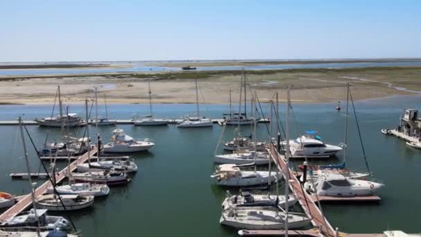 Vista Aérea Marina Parque Natural Olhao Ria Formosa Algarve Portugal — Vídeo de Stock