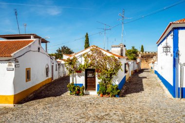 Tarihsel Vila Vicosa, Alentejo, Portekiz 'in beyaz-boyalı mimarisi