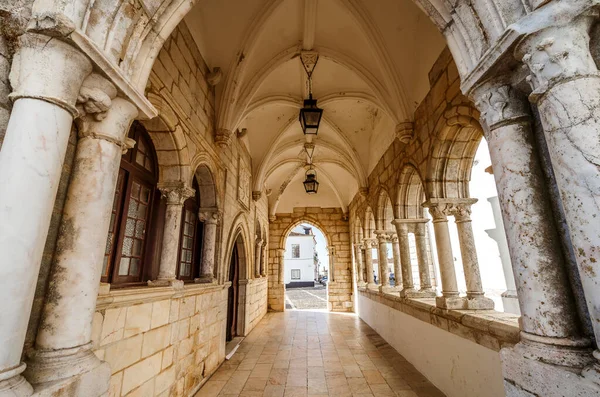 Middelalderlige Arkader Ved Siden Saint Mary Kirke Estemoz Portugal - Stock-foto