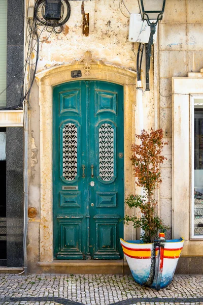 Puerta Madera Turquesa Paseo Marítimo Olhao Algarve Portugal —  Fotos de Stock