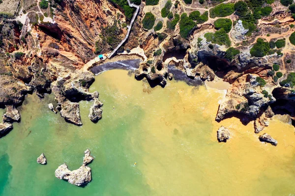 Вид Воздуха Пляж Камило Ponta Piedade Лагос Алгарве Португалия — стоковое фото