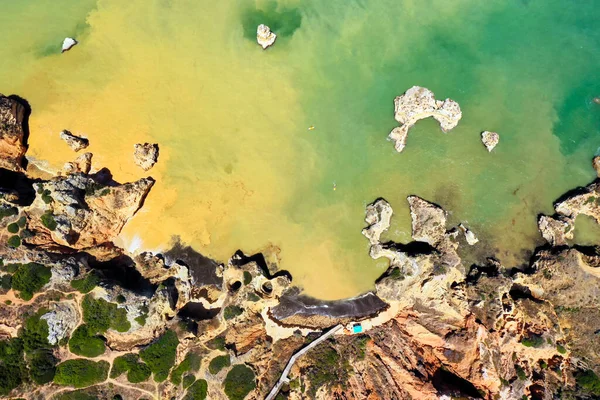 Vista Aérea Camilo Beach Ponta Piedade Lagos Algarve Portugal — Foto de Stock