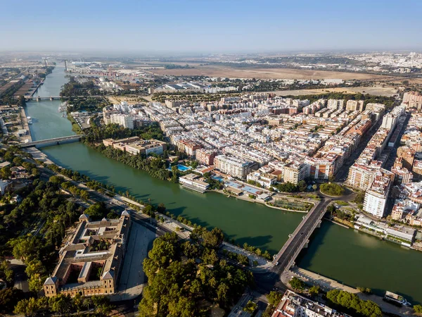 Luftaufnahme Von Sevilla Mit Dem San Telmo Palast Vordergrund Andalusien — Stockfoto