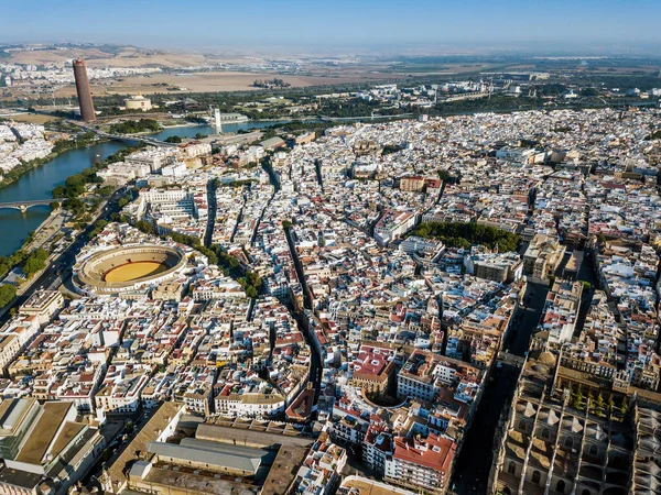 Вид Повітря Севілью Орієнтирами Вежа Кільце Річка Андалусія Іспанія — стокове фото