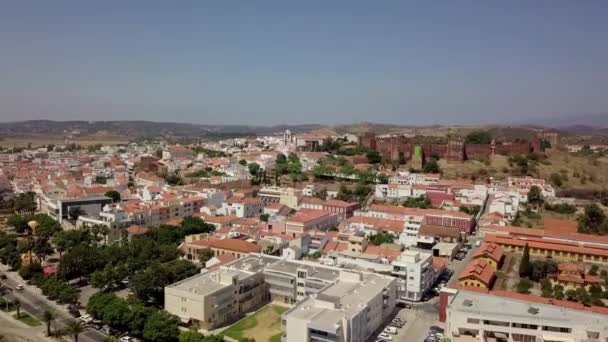 Flygfoto Över Kuperade Silves Med Moriska Slott Algarve Portugal — Stockvideo