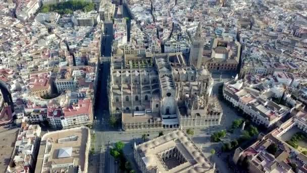 Vista Aérea Sevilla Con Enorme Catedral Sevilla España — Vídeos de Stock