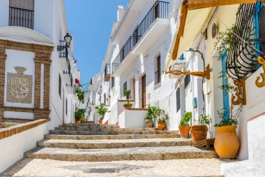 Malaga, Costa del Sol, Endülüs, İspanya 'nın dağlık bölgesinde bulunan Frigiliana adlı resim kasabası.