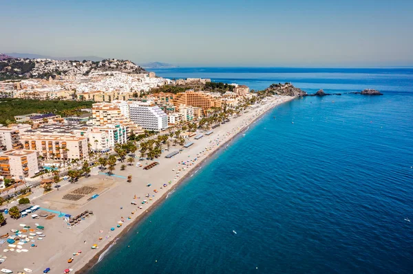 Vista Aérea Costa Turística Almunecar Pelo Mar Mediterrâneo Andaluzia Espanha — Fotografia de Stock