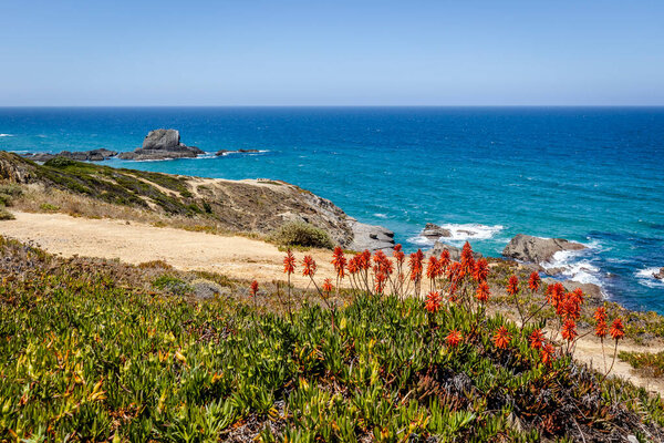 Beautiful landscape and seascape in Zambujeira Do Mar, Vicentina Coast Natural Park, Alentejo, Portugal