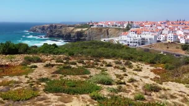 Luftaufnahme Des Schönen Zambujeira Mar Auf Klippen Atlantik Alentejo Portugal — Stockvideo