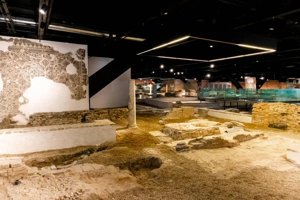 Ruiny Rzymskiej Osady Muzeum Antiquarium Sewilli Andaluzja Hiszpania — Zdjęcie stockowe