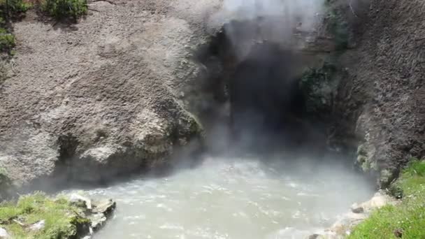 Dragon 's Mouth, Mud Volcano Pool, Yellowstone National Park — стоковое видео