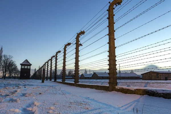 Fence around concentration camp of Auschwitz Birkenau, Poland — Stock Photo, Image