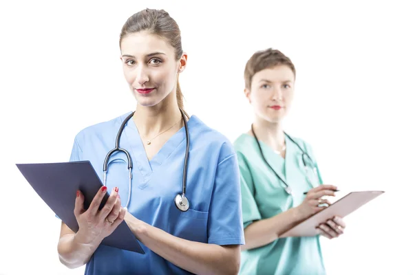Two  competent doctors ready to help — Stock Photo, Image
