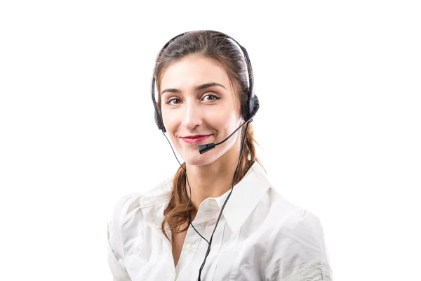 Operador de telefonía de soporte en auriculares — Foto de Stock