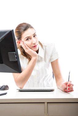 Ciddi ama olumlu ofis çalışanı