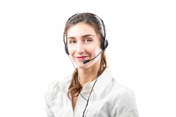 Operador de telefonía de soporte en auriculares — Foto de Stock