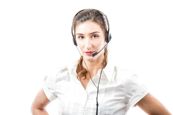 Support telefon operatör i headset — Stockfoto