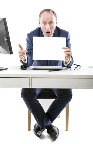 Unbelievable! Businessman shocked by what he's seen — Stock Photo, Image