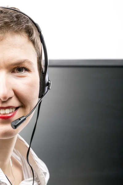 Operador de telefonía de soporte en auriculares — Foto de Stock