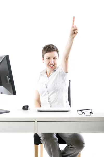 Young businesswoman woman expressing her success — Stock Photo, Image