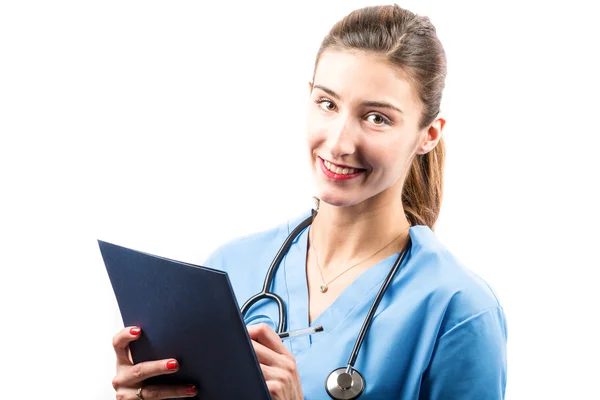 Jovem Médico Sorridente com Estetoscópio — Fotografia de Stock