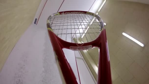 Jugando squash en una cancha . — Vídeos de Stock