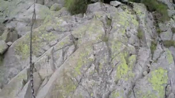 Hiking and climbing in the mountains — Stock Video