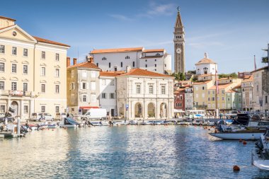Panorama güzel Piran, Slovenya