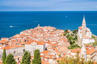 Panorama güzel Piran, Slovenya