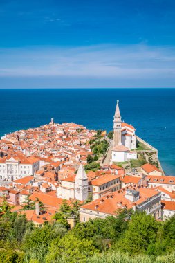 Panorama güzel Piran, Slovenya