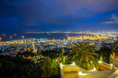 Panorama Haifa - bağlantı noktası ve Bahai Bahçe, İsrail