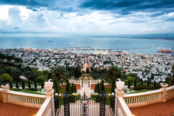 Panorama de Haifa - Puerto y jardín Bahai, Israel —  Fotos de Stock