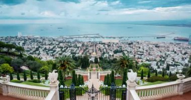 Panorama Haifa - bağlantı noktası ve Bahai gardern, İsrail