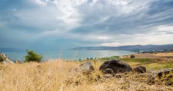 Panorama de Galilea tomado del Monte de las Bienaventuranzas . — Vídeo de stock