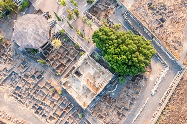 stock image Aerial view of Capernaum, Galilee, Israel