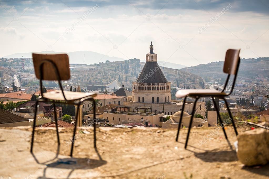 Nazareth panorama with chairs, Israel