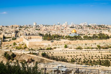 Temple Mount Kudüs İsrail'in, eski şehrin manzarası.