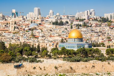Temple Mount Kudüs İsrail'in, eski şehrin manzarası.