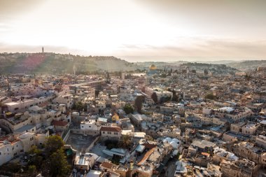 Temple Mount Kudüs İsrail'in, eski şehrin manzarası.