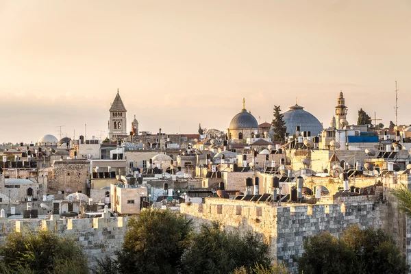 A régi város Jeruzsálem, Israe Christian negyedév Skyline — Stock Fotó