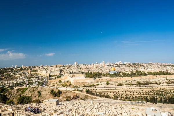 Skyline, a régi város, a templom-hegy, Jeruzsálem, Izrael. — Stock Fotó