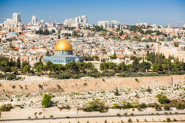 Skyline av gamla staden på Tempelberget i Jerusalem, Israel. — Stockfoto