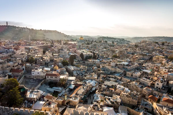 Skyline, a régi város, a templom-hegy, Jeruzsálem, Izrael. — Stock Fotó