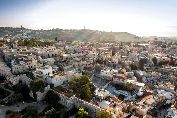 Panoramę starego miasta w Jerozolimie z północy, Izrael. — Zdjęcie stockowe