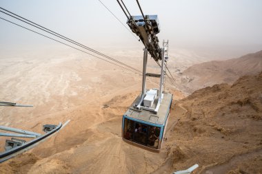 Teleferik gidiş ünlü Masada, Dead Sea Region, İsrail
