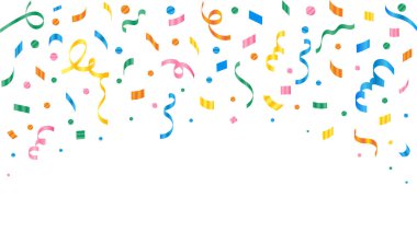 Doğum günü veya kutlama tasarımı için çok renkli parlak kurdeleler soyut şablonu.